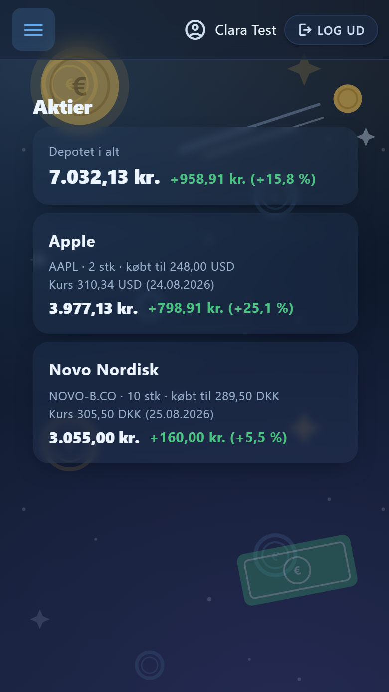 Barnets aktiedepot med dagens kurser