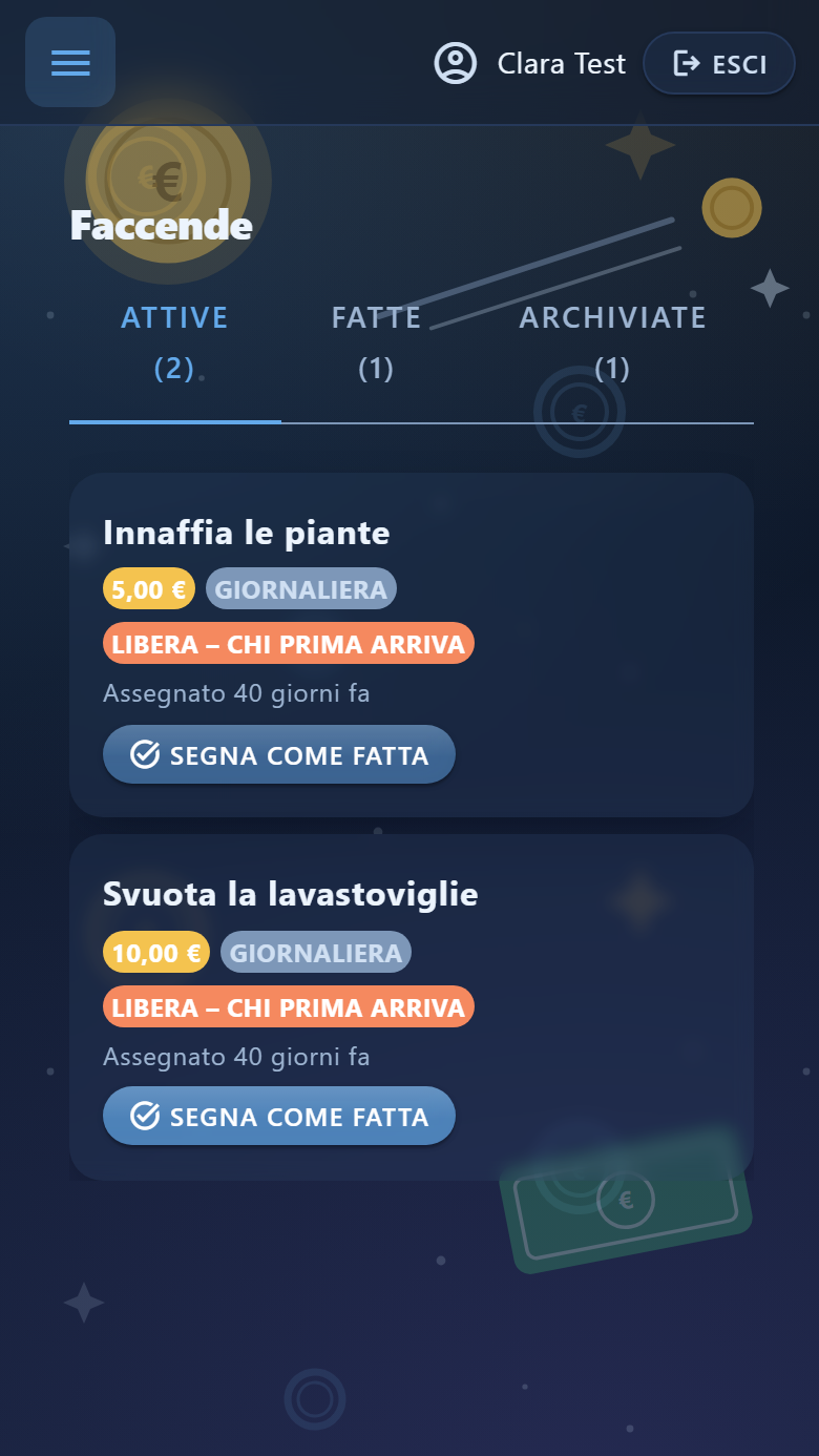 L'elenco delle faccende domestiche con le ricompense